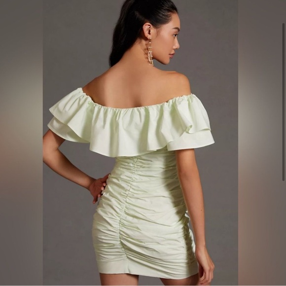 Anthropologie Maeve Ruched Off-The-Shoulder Dress - Picture 3 of 7